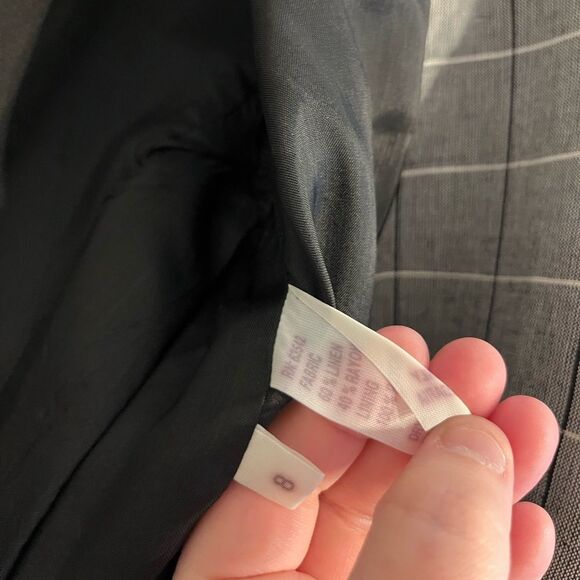 Giorgio Sant’Angelo Gray Plaid Linen Blazer 80s VTG Double Breasted 8 windowpane - Picture 7 of 10